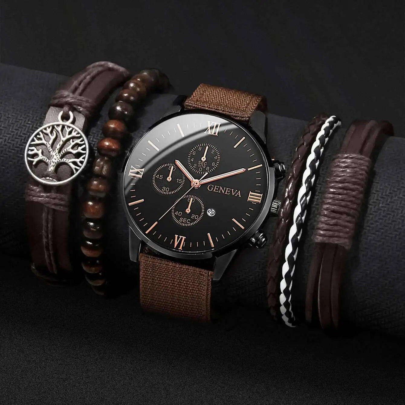 Quartz Watch And Bracelet Set Nylon Band Casual Gift