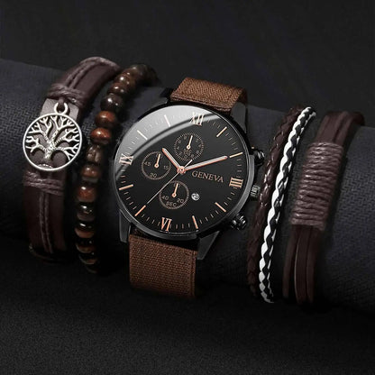Quartz Watch And Bracelet Set Nylon Band Casual Gift