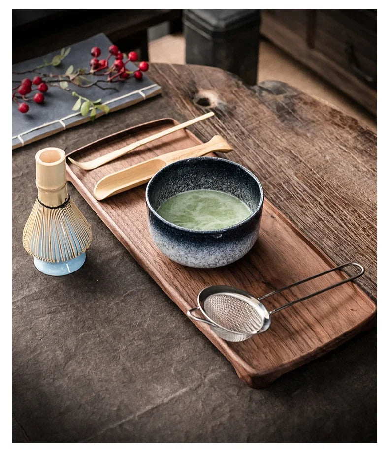 Matcha Tee Set 6-teilig Bambus Keramik Teegeschirr Zeremonie Geschenk