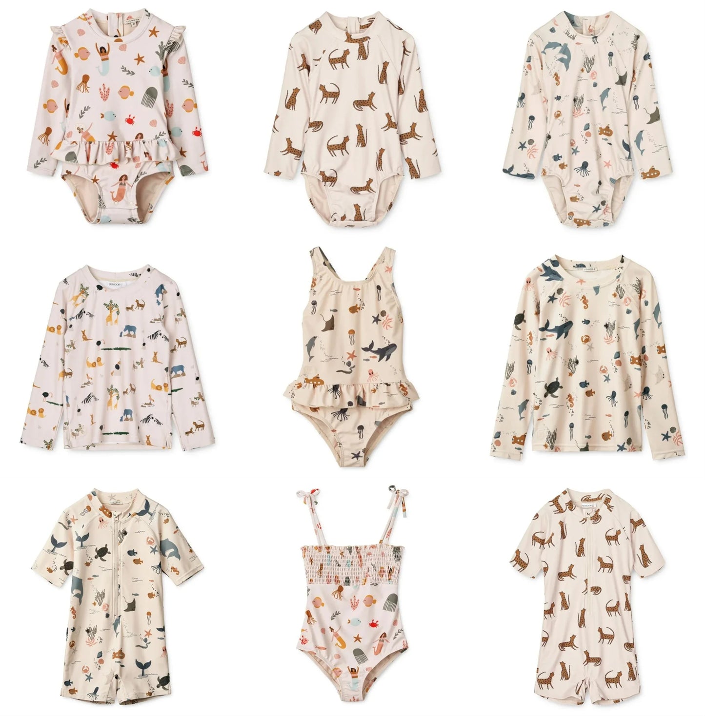 Quick-dry Kids’ Swimwear Set – Rash Guard & Hat, Nylon, Cartoon Seagull Star Print, Beach Holidays