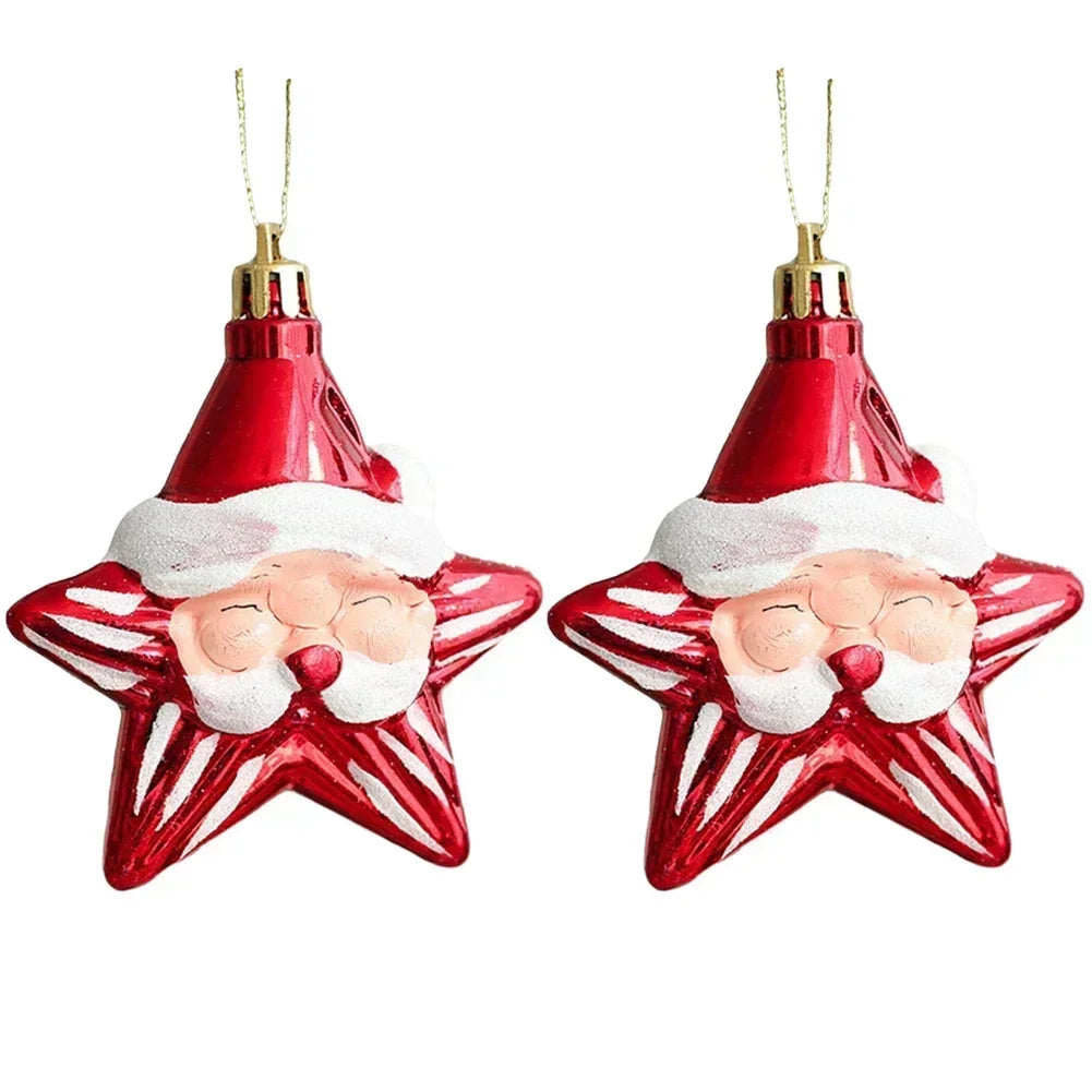 Set of 2 PVC Snowman Christmas Ornaments - Red & White Hanging Baubles for Festive Tree Decor, Perfect for Home and New Year Celebrations