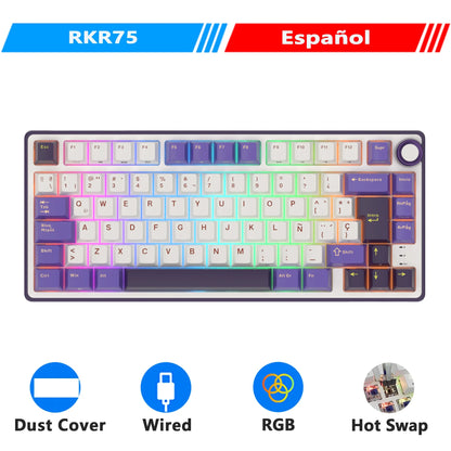 Teclado mecánico R75 junta 80 teclas RGB Hot Swap español