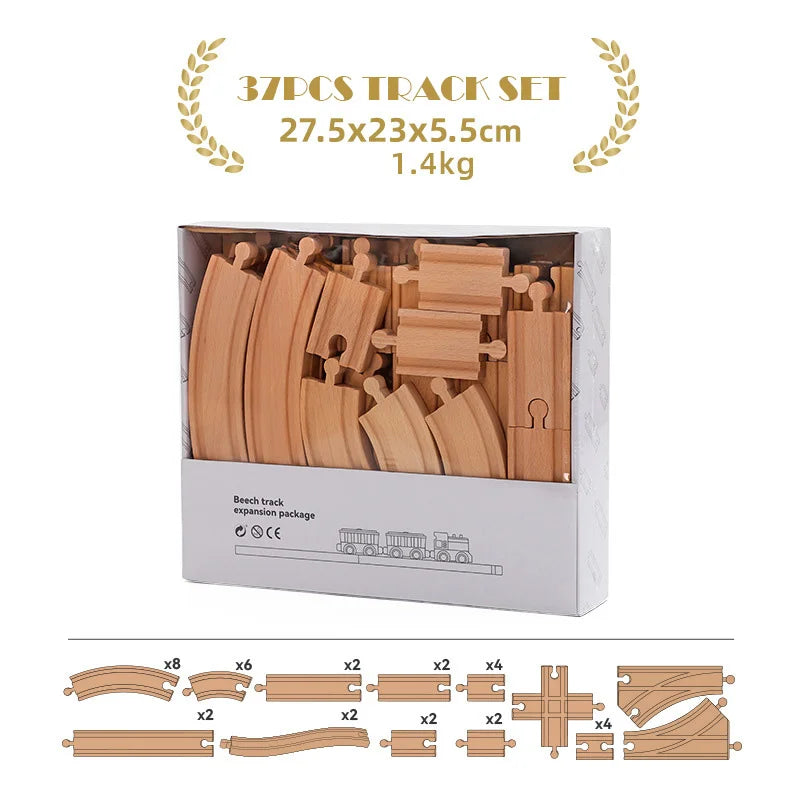 Beech Wood Train Track Set - DIY Assembly Toy for Kids Eco-Friendly