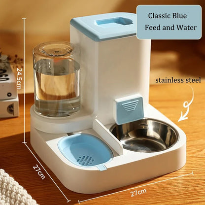 Alimentador automático para mascotas con dispensador de comida y agua por gravedad, sin baterías, manos libres, caída 2025, fácil de limpiar