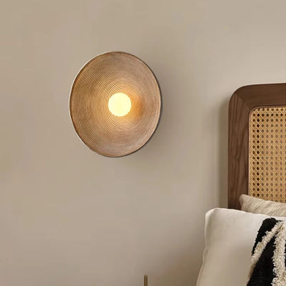 Japandi Japanese Resin Wall Lamp Retro Ribbed Shade Bedside