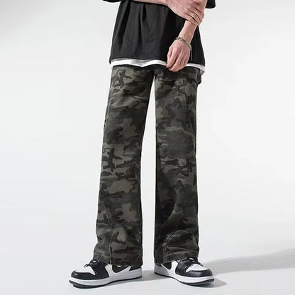 Jeans cargo para hombre de gran tamaño - denim recto y holgado