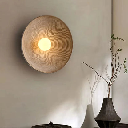 Japandi Japanese Resin Wall Lamp Retro Ribbed Shade Bedside
