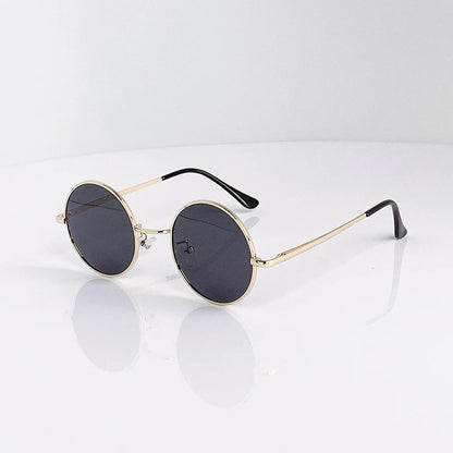 Retro Vintage Round Polarized Sunglasses Men Women Alloy Frame UV400 Black Lens Eyewear
