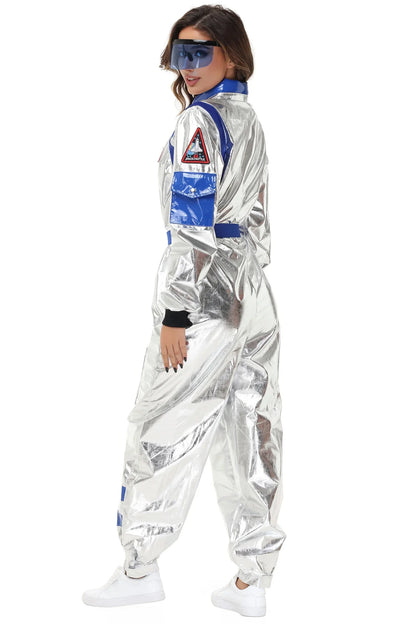 Zilverkleurig astronautenruimtepak voor volwassenen, jumpsuit voor koppels, cosplay voor Halloween, carnaval en verkleedfeesten 2026