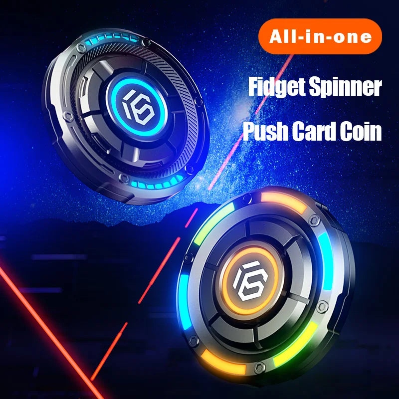 EDC Fidget Spinner Metal Luminous Push Card Coin Stress Toy