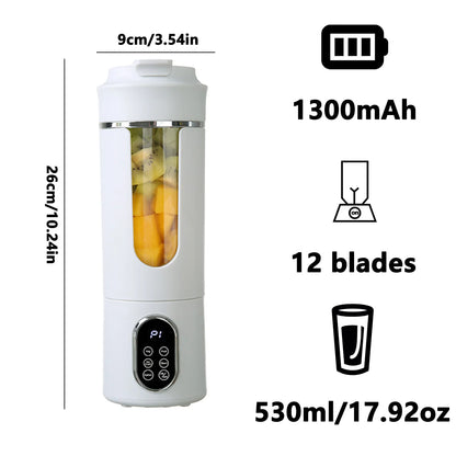 Portable Juicer USB Rechargeable 530ml Personal Blender 12 Blade Ice Crushing 4 Gears 7.4V Viral Trend 2026