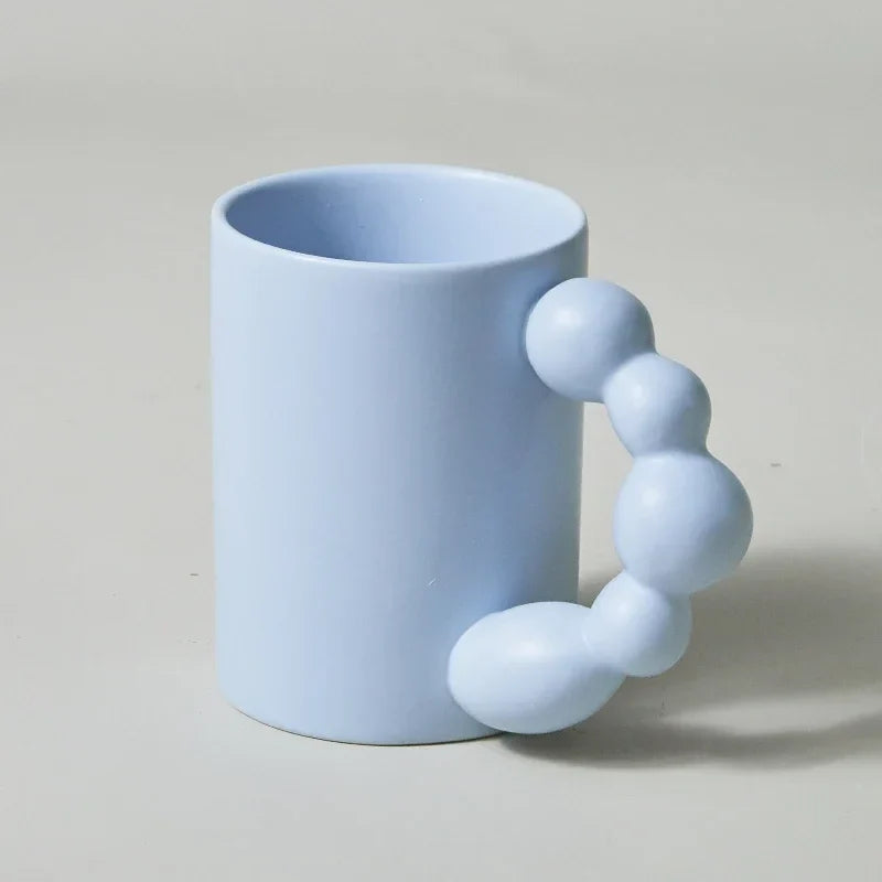 Keramiktasse mit Tablett Perlenhenkel Nordische handgefertigte Tasse Herbst 2025 Geschenk Dekoratives Servieren