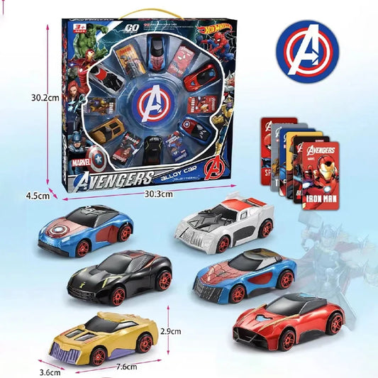 Marvel Avengers Die-Cast Car Set - Iron Man, Spider-Man, Captain America Collectible Toys for Kids