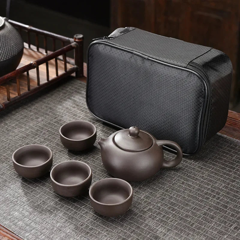 Purple Clay Travel Tea Set Portable Kung Fu Teaware