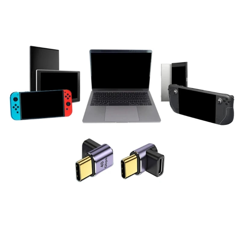 Adaptador Usb C 40Gbps Extensor de 90 Grados en Ángulo Recto 100W