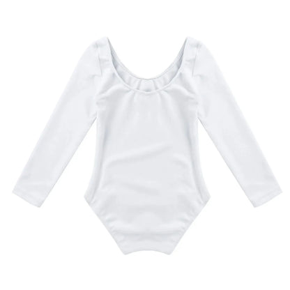 Soft girls' leotards - long sleeve solid color, polyester, for ballet and gymnastics training
