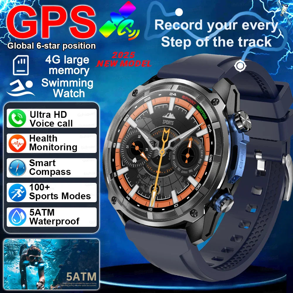 GPS Smartwatch 5ATM Waterproof Rugged Military Outdoor Watch Fall 2025 Offline Maps All-Day Battery