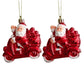 Set of 2 PVC Snowman Christmas Ornaments - Red & White Hanging Baubles for Festive Tree Decor, Perfect for Home and New Year Celebrations