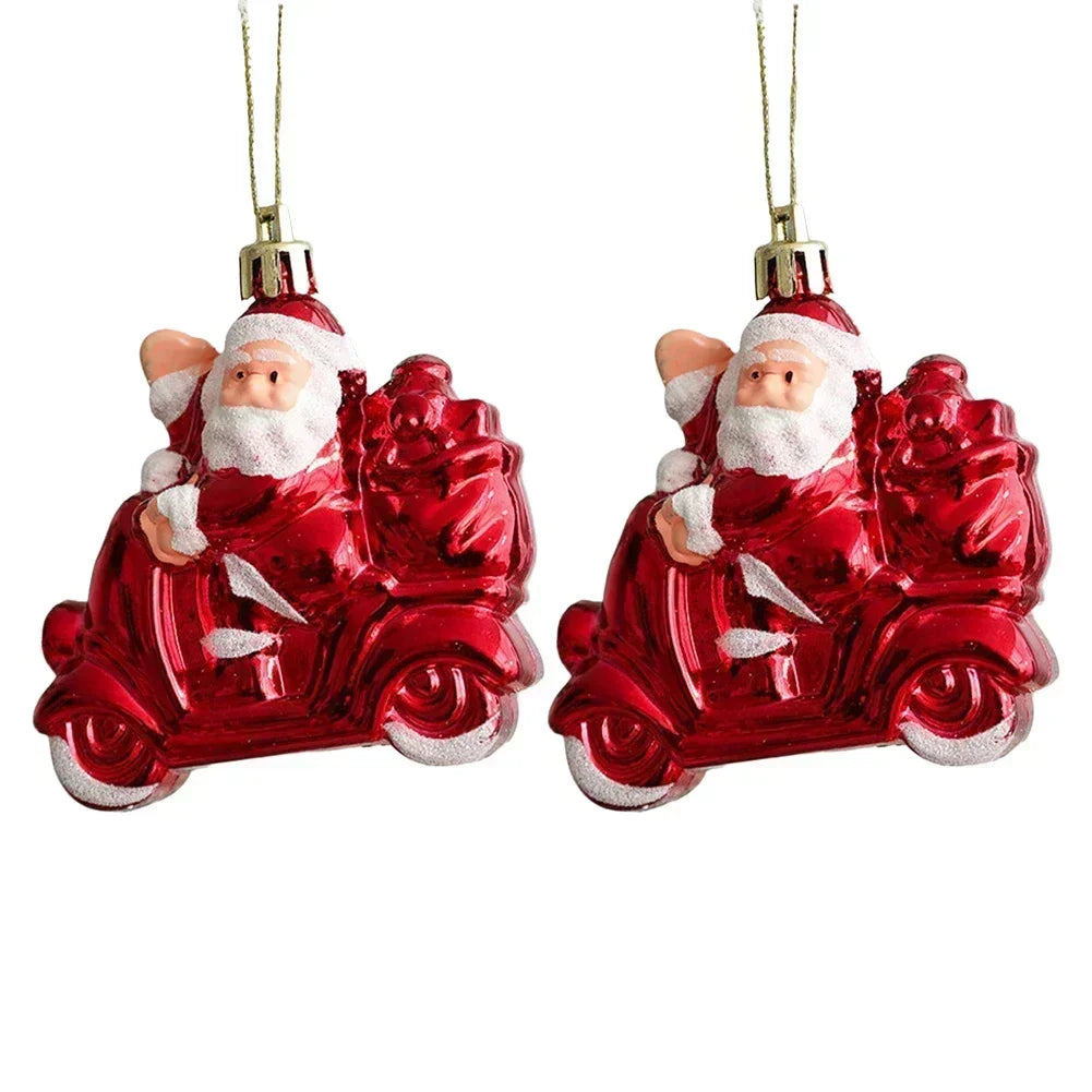 Set of 2 PVC Snowman Christmas Ornaments - Red & White Hanging Baubles for Festive Tree Decor, Perfect for Home and New Year Celebrations