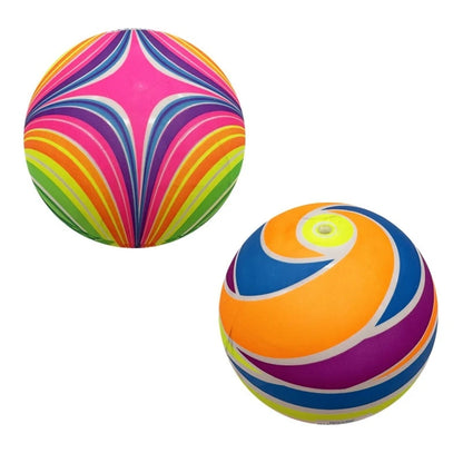 Eco-Friendly Rainbow Ball Toy for Kids, Soft Elastic Leather Ball for Indoor and Outdoor Play, 22 cm Diameter