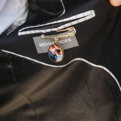 Custom Photo Brooch Pin - Personalized Memorial Picture Wedding Boutonniere Pendant, Zinc Alloy
