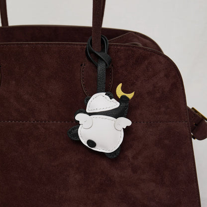 Porte-clés porte-bonheur en cuir sans visage noir confortable mignon cadeau