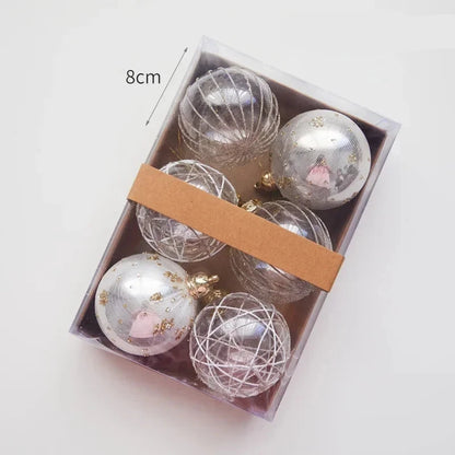 Set of 6 Colorful Christmas Tree Ball Ornaments - 6/8cm Holiday Decorative Spheres for Festive Parties and Gift Giving 2024