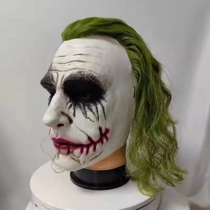 Dark Knight Joker Full-Face Latex Cosplay Mask with Green Hair for Adults Halloween 2026