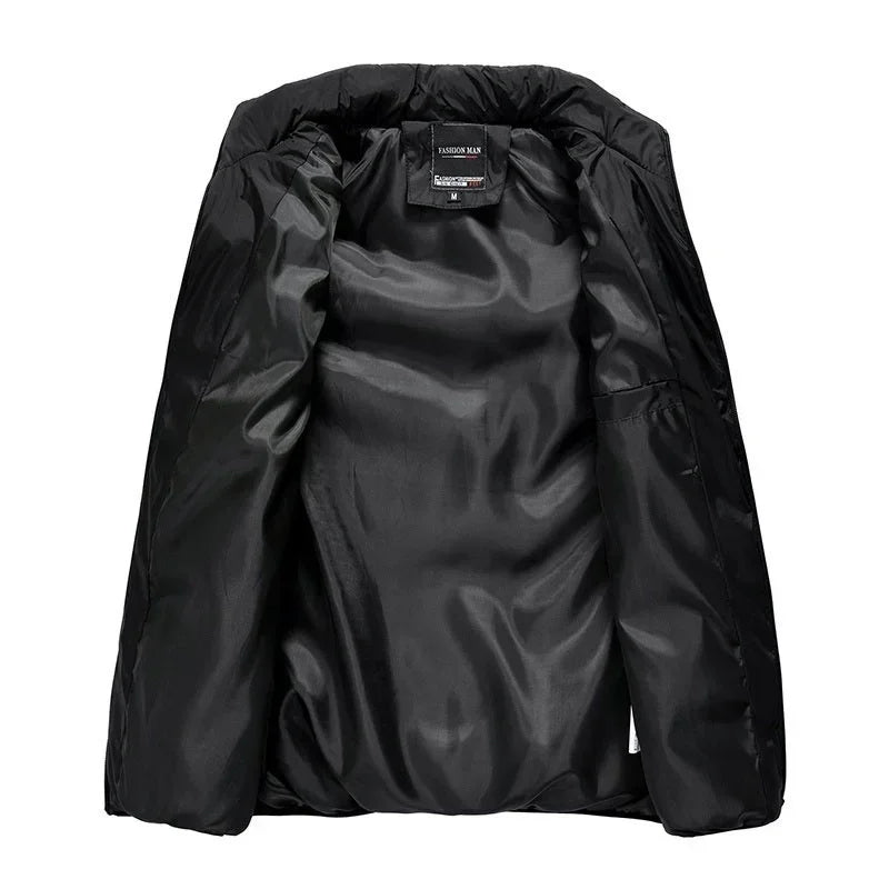 Warm Men’s Puffer Vest - Short Quilted, Polyester, Winter