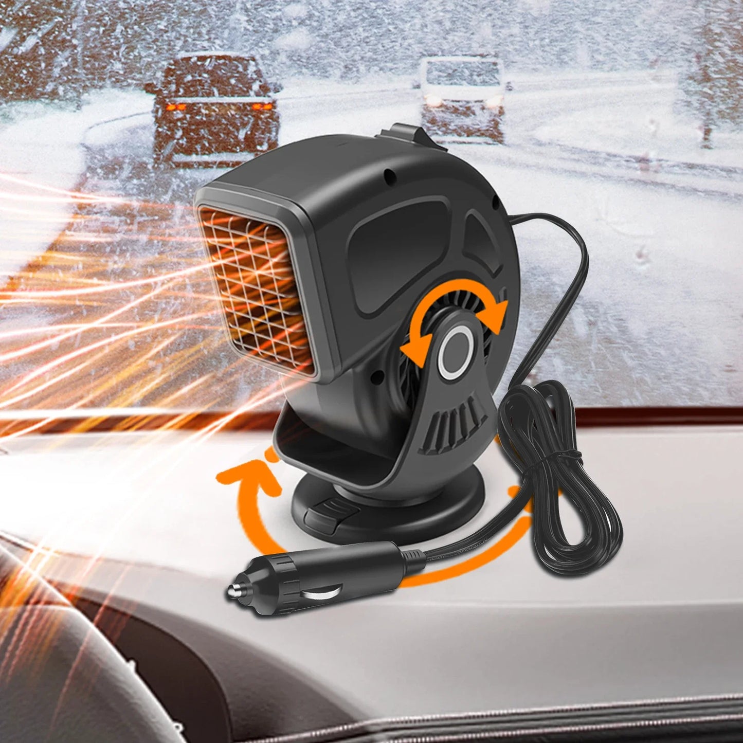 Car Heater Defogger 12V/24V 2-in-1 Heating And Cooling Plug In Windshield Defroster, Winter 2025 Ready