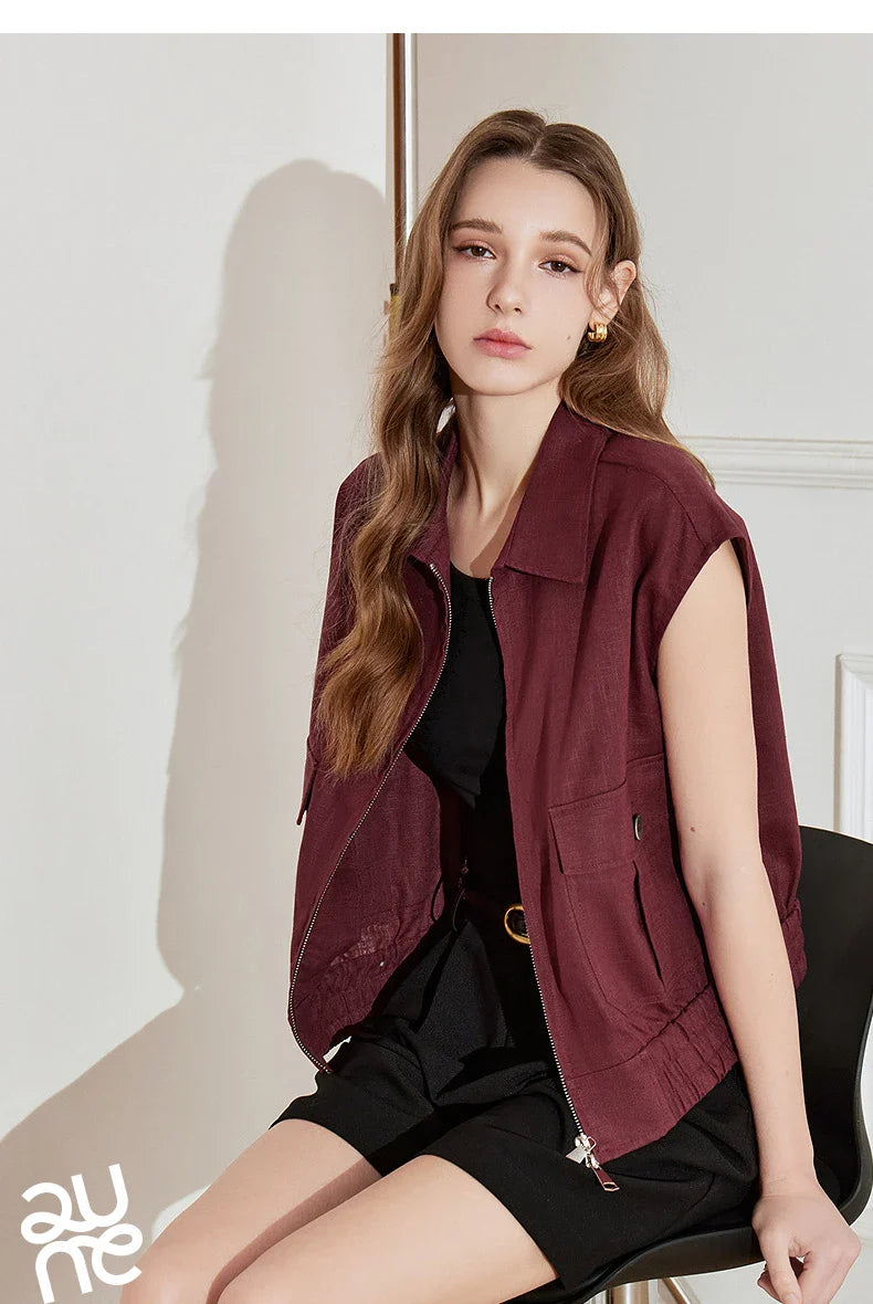 Lightweight Women's Sleeveless Jacket - Linen Cotton, Spring