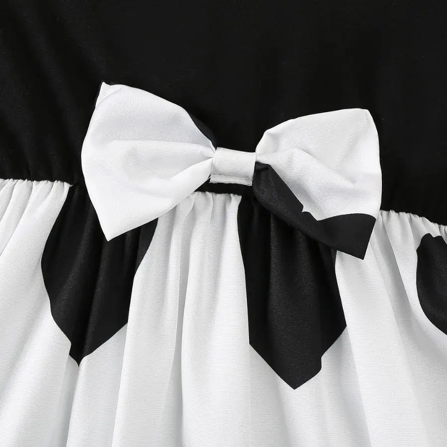 Soft girls' dress - Korean-style timeless heart-print, polyester, party wear for spring birthdays
