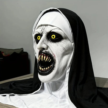 Angstaanjagend siliconen- en latexmasker van een non voor horrorcosplay, realistische details, voor volwassenen, Halloween 2026