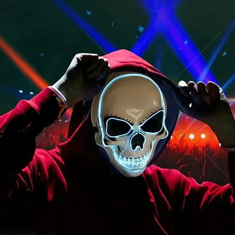 LED Skull Mask Full Face Glowing Terror Mask Halloween Fall 2025 Masquerade Party Costume Mask Breathable
