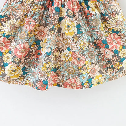 Soft Baby Girl Dress - Classic Floral Flutter Sleeves, Polyester, With Crossbody Bag, For Ages 0-3