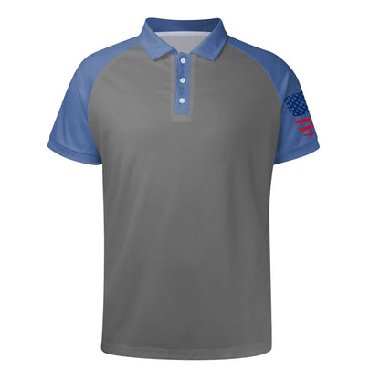 Breathable Men's Polo Shirt - Classic Polo, Distressed USA Flag Print, Athletic Wear