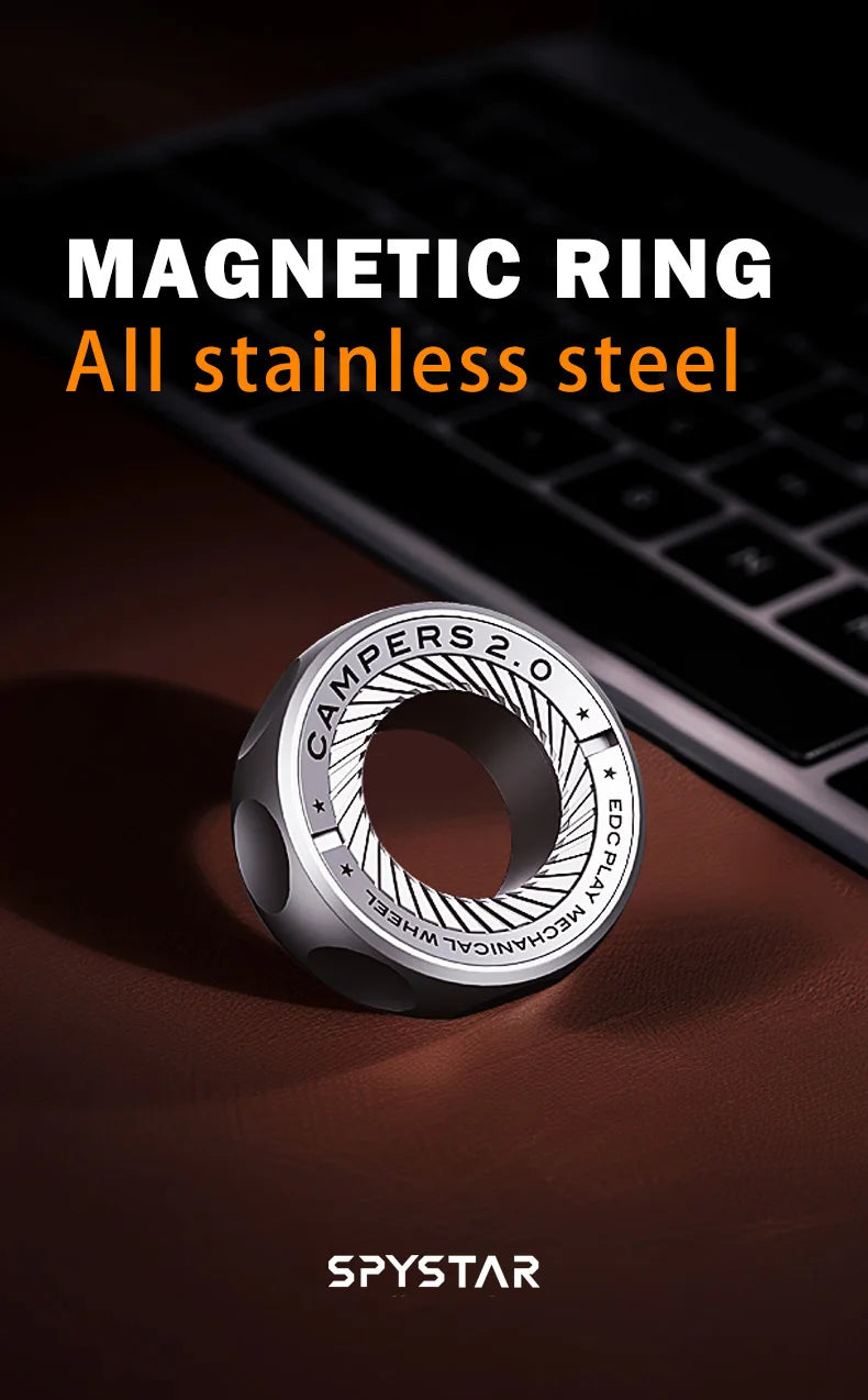 Magnetic Ratchet Fidget Ring Stainless Steel EDC Gift