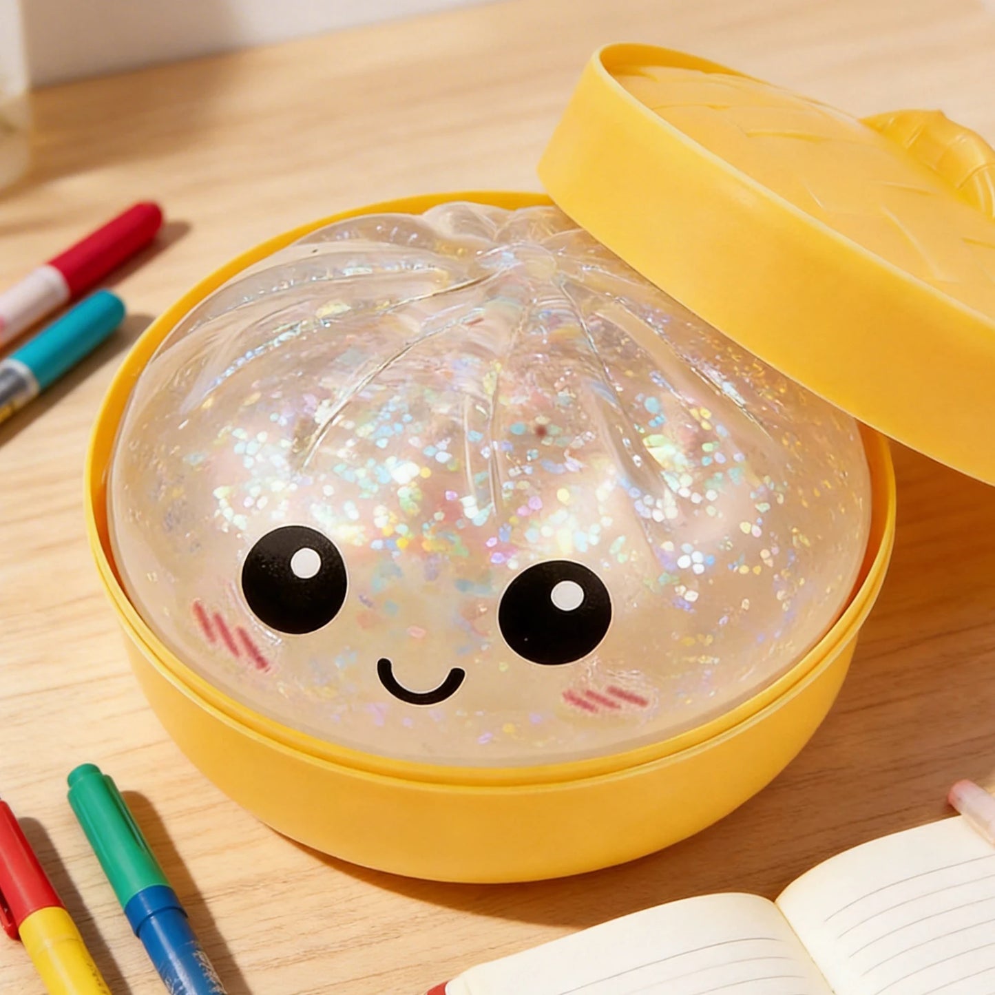 Glitter Bun Fidget Toy Kawaii Dumpling Squeeze Dough Ball Desk Toy Viral Fall 2026 Gift Stress Relief