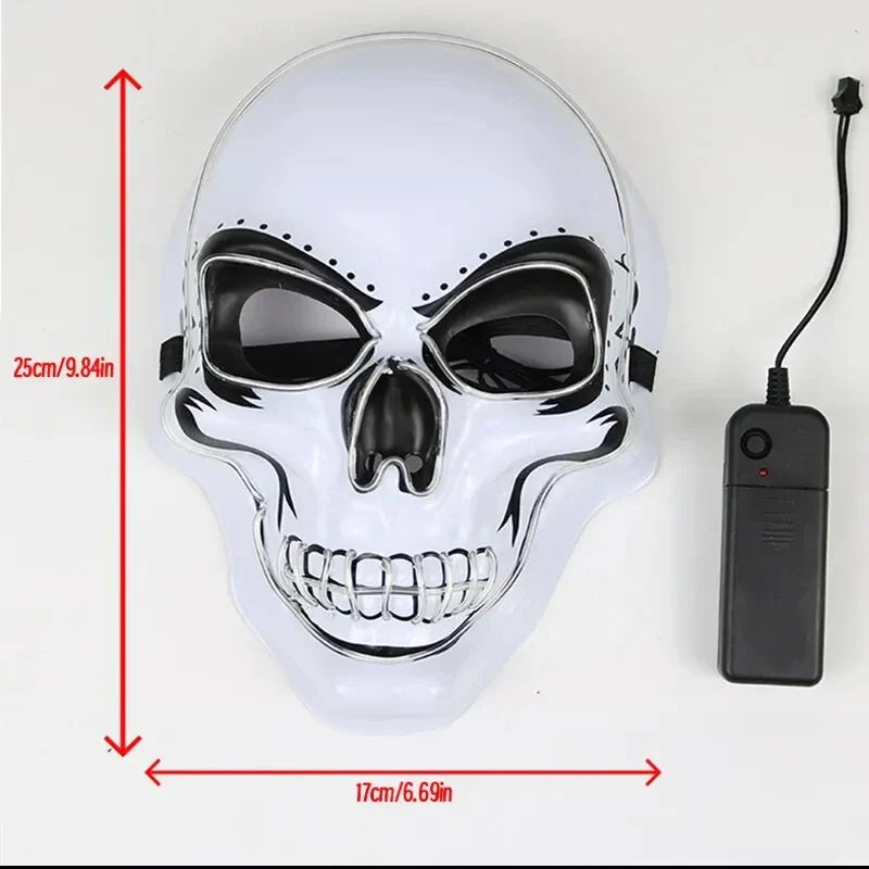 LED Skull Mask Full Face Glowing Terror Mask Halloween Fall 2025 Masquerade Party Costume Mask Breathable