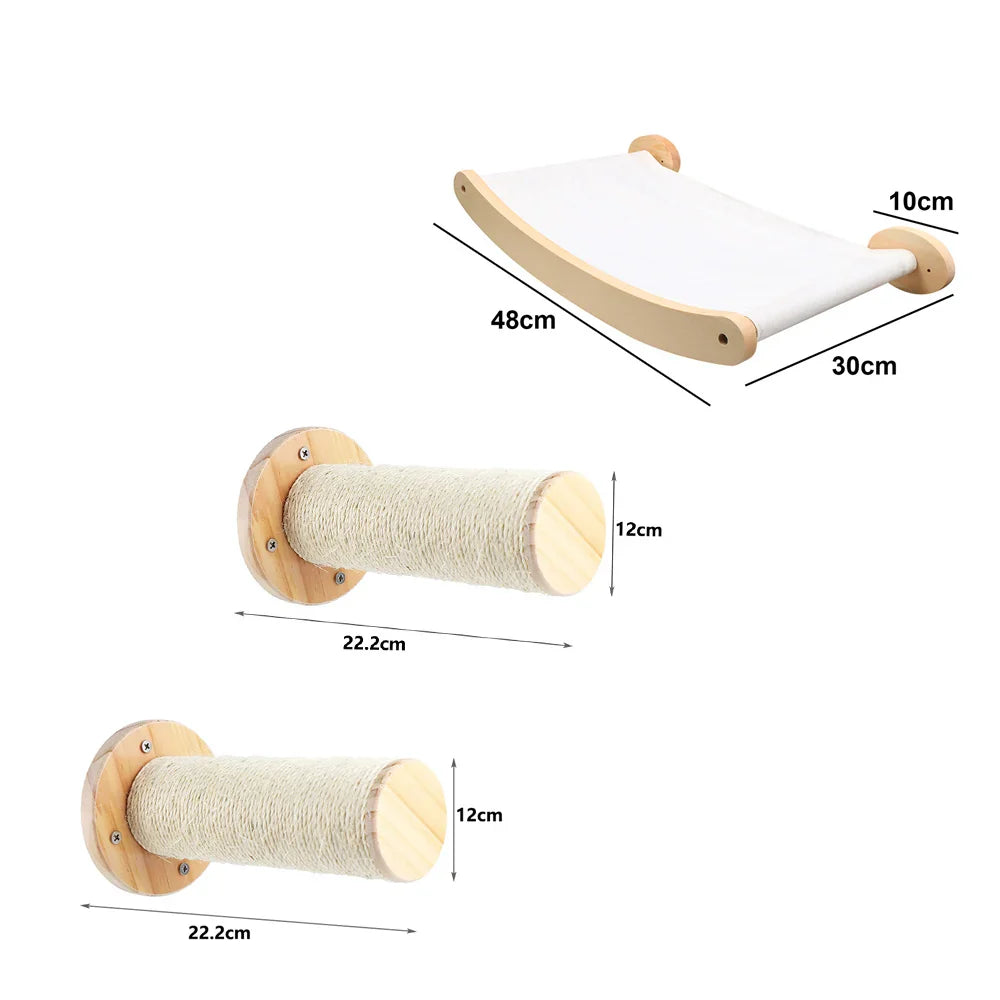 Cat Tree Wall Mounted Hammock Set Vertical Climbing Cat Furniture Fall 2025 Space Saving Scratching Playground
