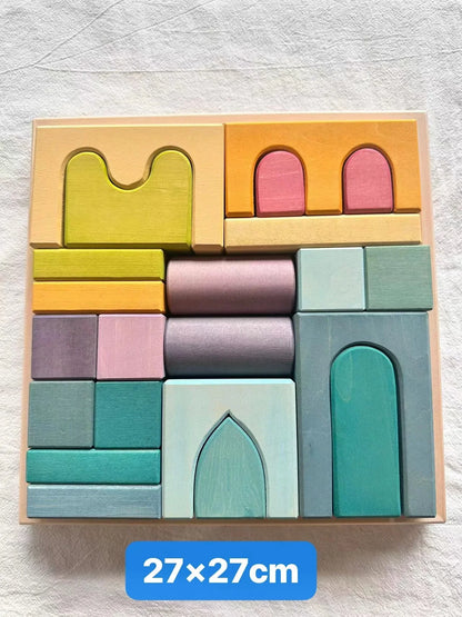 Wooden Building Blocks Pastel Nordic Stacking Play Set Fall 2025 Eco Friendly Imaginative Play Gift