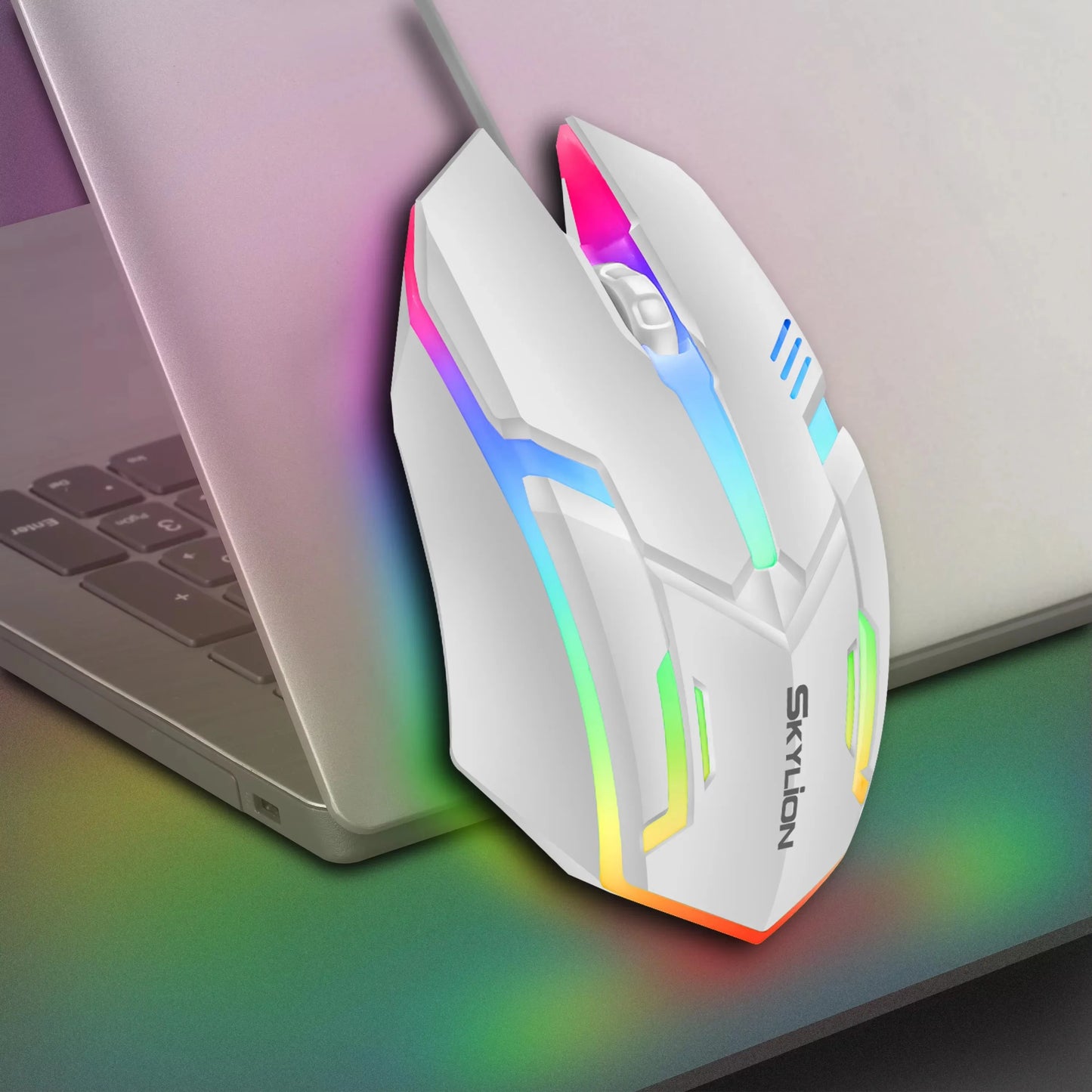 Mouse da gioco cablato RGB 3 pulsanti USB precisione ufficio