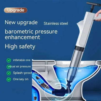Toilet Plunger Kit Pneumatic Drain Unblocker With High Pressure Blaster Stainless Steel Tools Home DIY 2026
