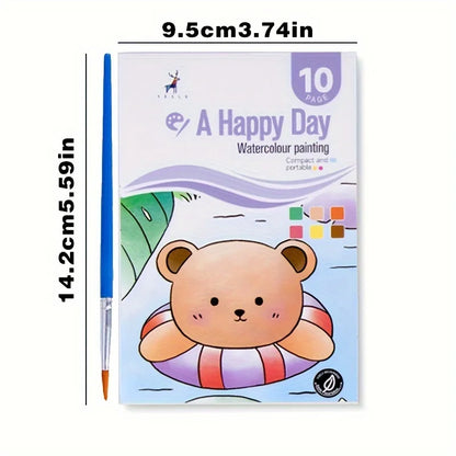 Watercolor Painting Book With Pen Self Contained Water Colors Art Kit For Kids Back To School 2025 Gift