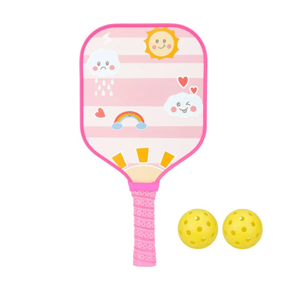 Lightweight Kids Pickleball Paddles Set with Small Grip, Honeycomb Core, Fiberglass, Ages 6-12, Includes 2 Paddles and 2 Balls