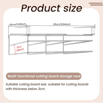 Under Cabinet Cutting Board Organizer Stainless Steel Hanging Rack Kitchen Space Saving Fall 2025 Countertop Saver