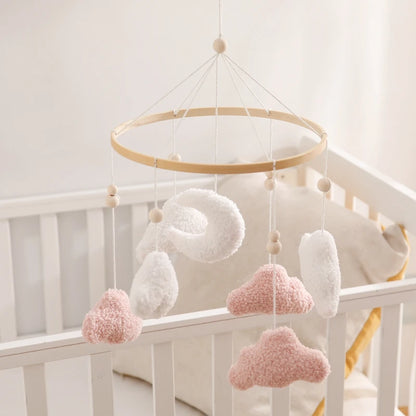 Wooden Crib Mobile Felt Bear Musical Newborn Sensory Toys