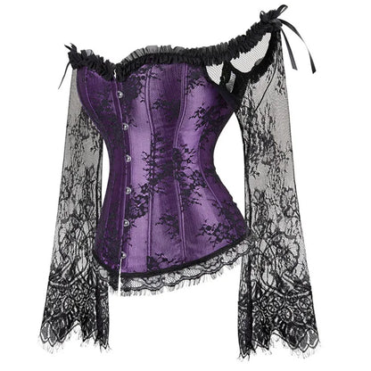 Corsetto da donna di supporto - scollo a barca, pizzo satinato