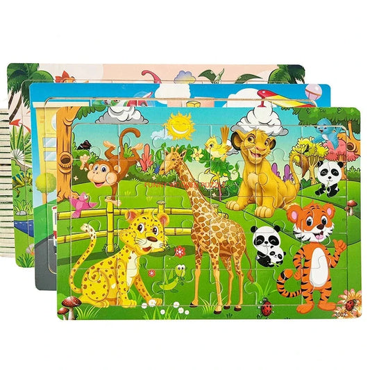 Logic Thinking Wooden Puzzle Jigsaw for Kids - Animal Vehicle Educational Gift