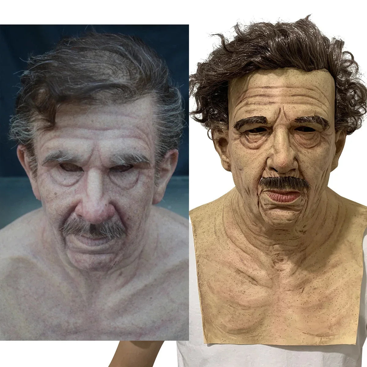 Realistisch siliconen Halloweenmasker dat het hele hoofd bedekt, opa en oma, cosplay-simulatierekwisiet 2026
